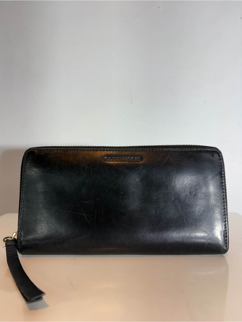Country Road Black Leather Zip-Around Wallet